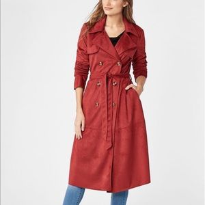 Faux Suede burnt red Trench Coat